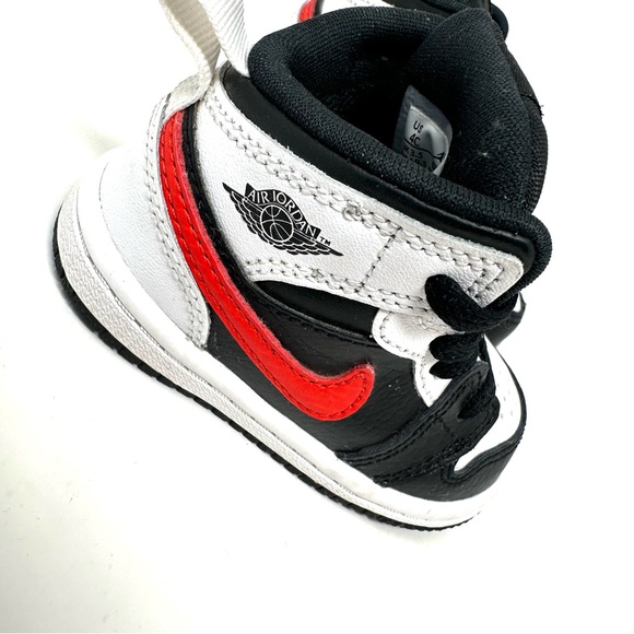 Nike Air Jordan 1 Mid Black Chile Red Toddler 4C Sneakers 640735-075 - Picture 7 of 11
